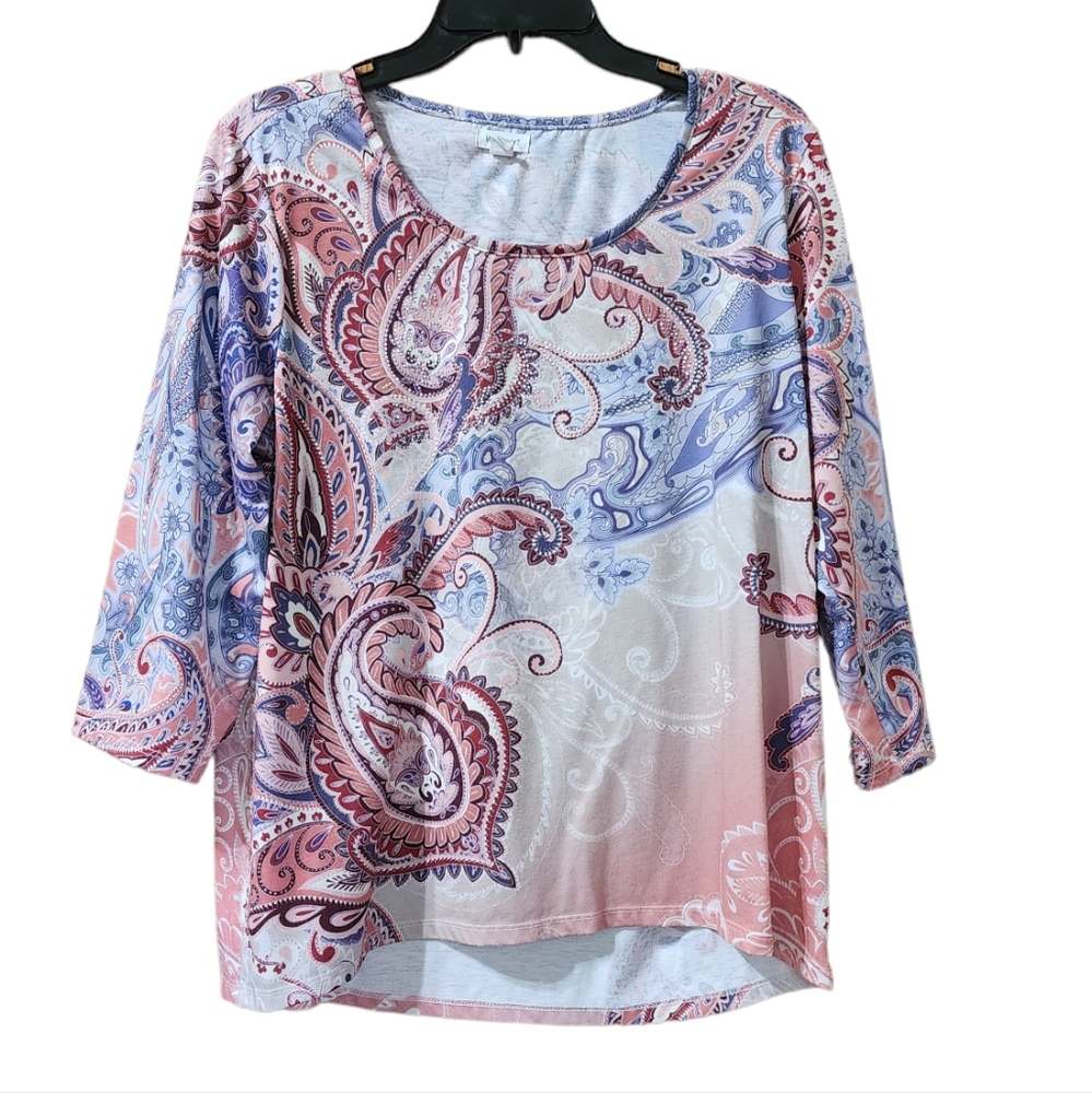 Westport Women's Paisley  Boho Tunic Top Sz XL 3/4 Sleeve